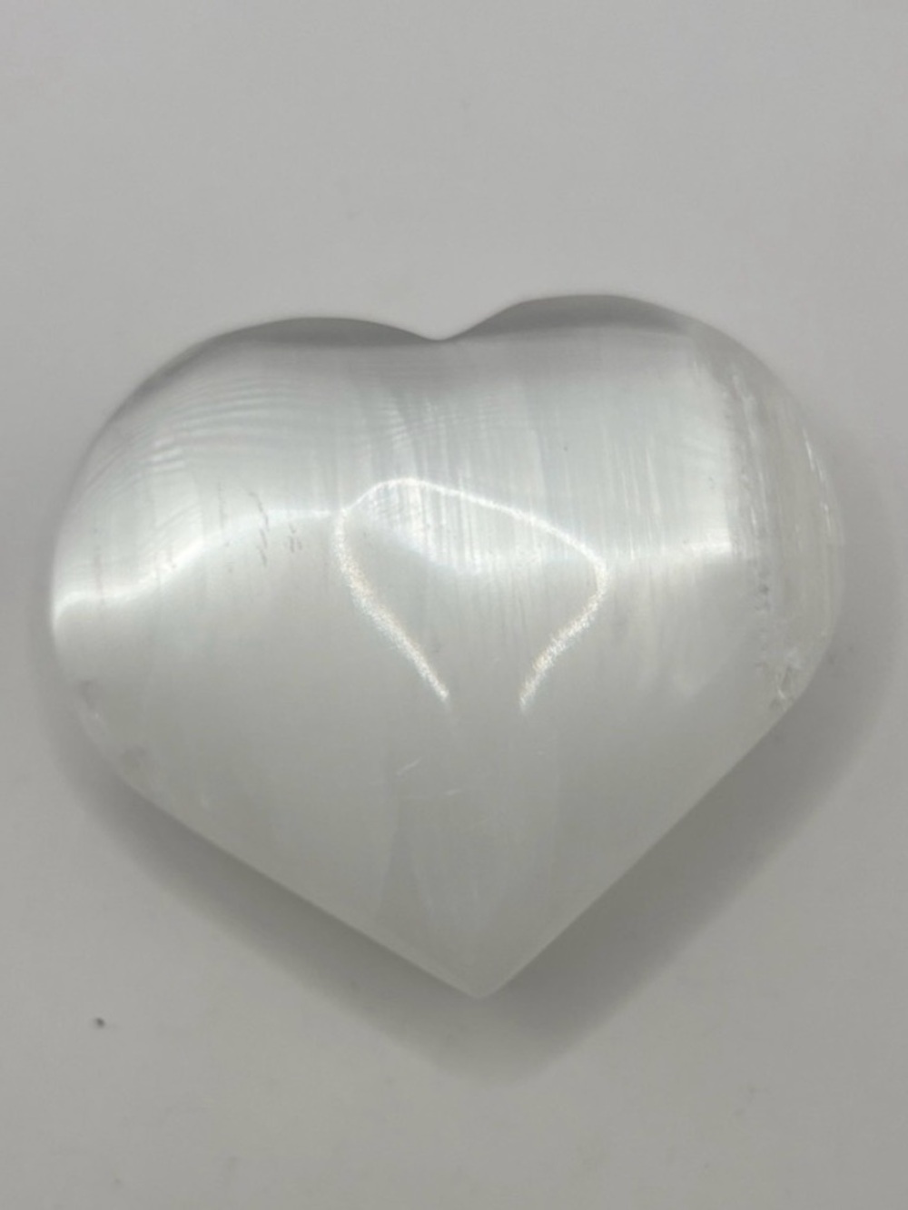 White Selenite Heart Palm Stone